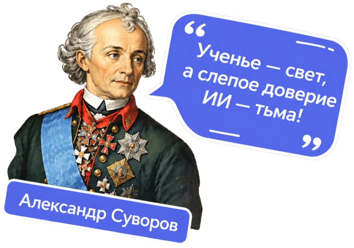 Александр Суворов: «Ученье — свет, а слепое доверие ИИ — тьма!»